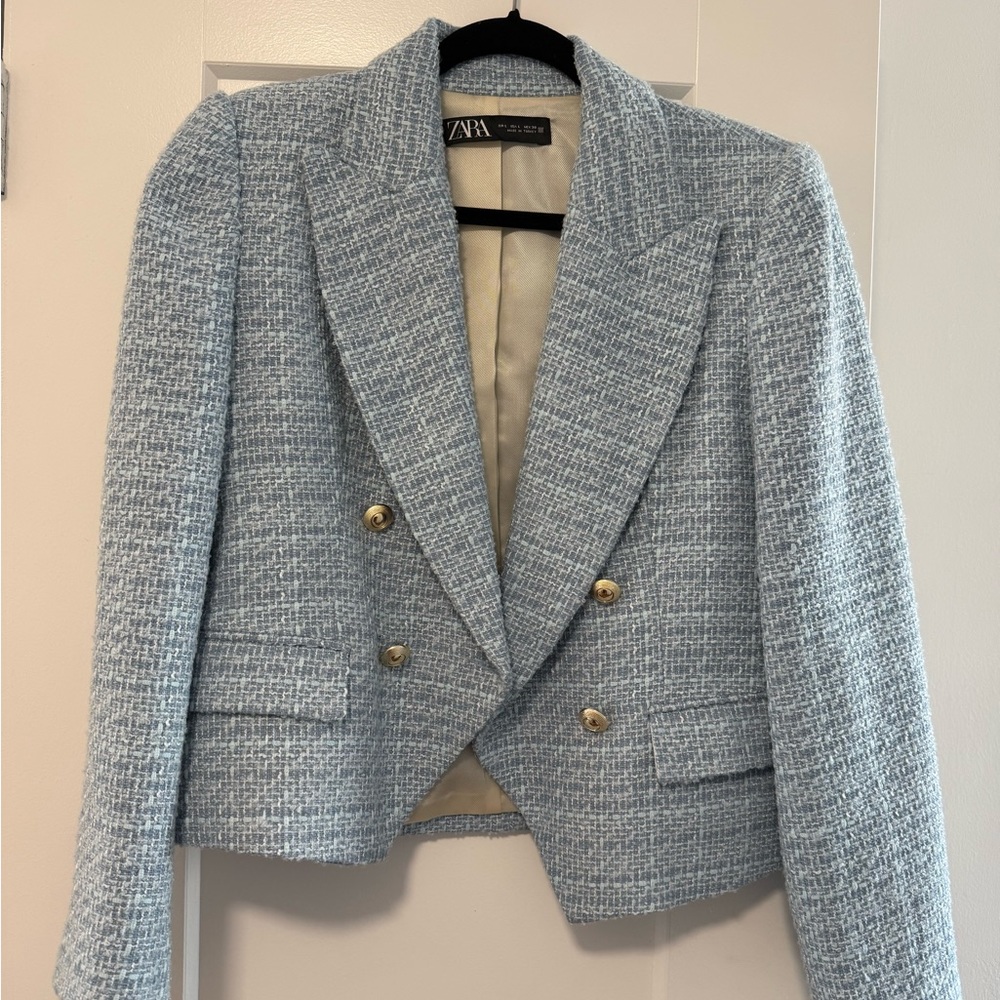 Light blue tweed blazer - Zara - brand new